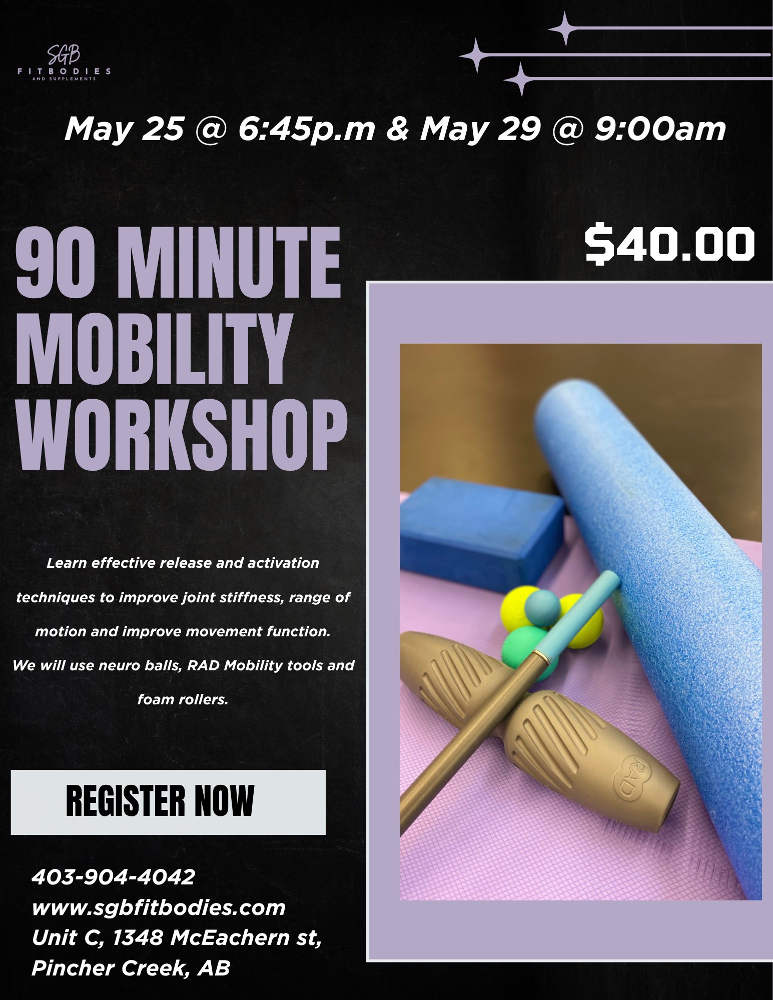 90 minute mobility workshop poster
